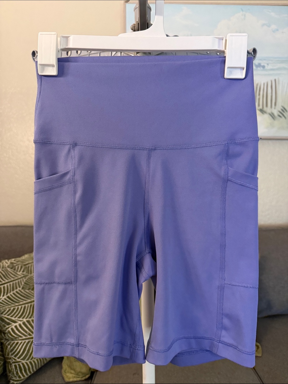 Yogalicious Lavender High-Waist Bike Shorts with Side Pockets
